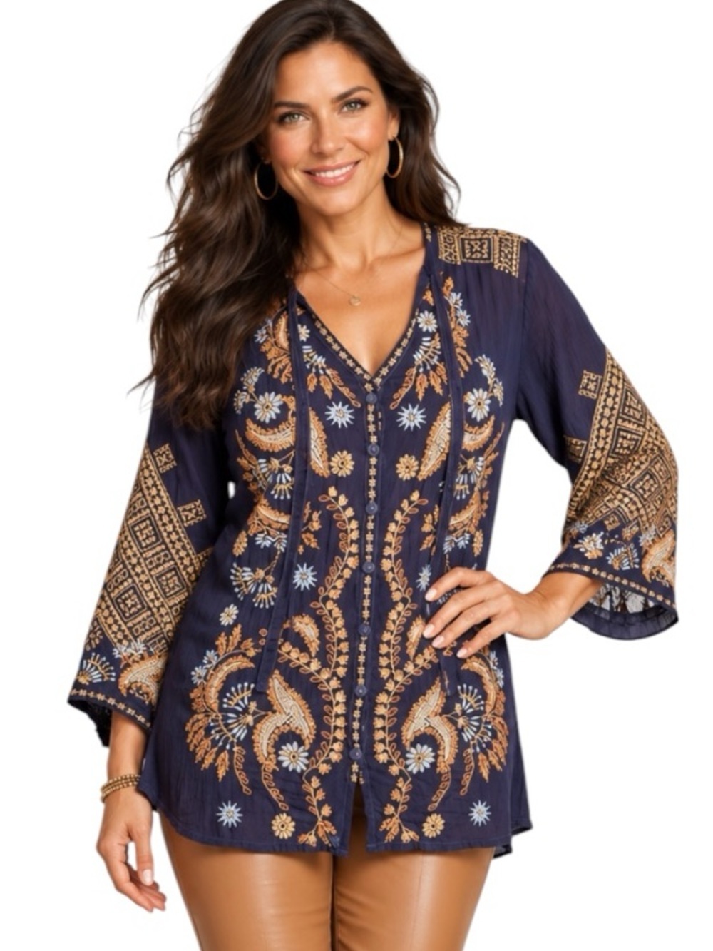 Johnny Was Minerva extremely heavily embroidered tunic/blouse NWT